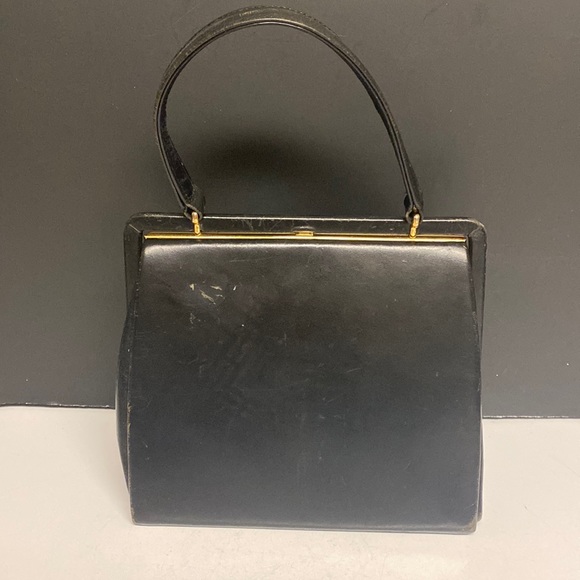 Harrods Black Leather Satchel Purse - Picture 3 of 17